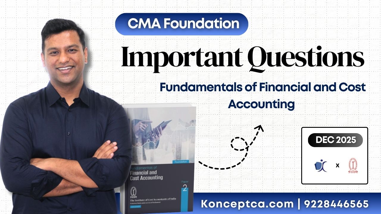 CMA Foundation Fundamentals of Financial and Cost Accounting Important Question | Dec 25